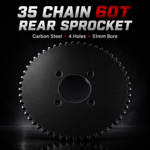 Pignon arrière à 60 dents, 35 chaînes, en acier au carbone, 4 trous, pour karts, motos légères, vélos de plage - Product Image 2