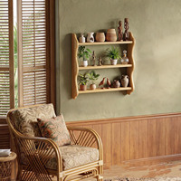 Étagère murale en bois à trois niveaux, cloison flottante ondulée, présentoir décoratif de style rustique