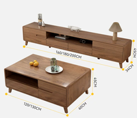 Table basse de luxe italienne, ensemble table basse et meuble TV, table basse en noyer, grande table d'appoint moderne
