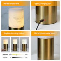 Lampe de table rechargeable ZeroUNO Alabaster, lampe en marbre sans fil, lampe de chevet en marbre, design nordique, éclairage à batterie