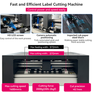 Máquina de corte de etiquetas de doble cabezal HG370D con hendido y corte de contorno por cámara, alimentación automática de 350 mm, hendido de corte parcial y completo en una pasada - Product Image 4