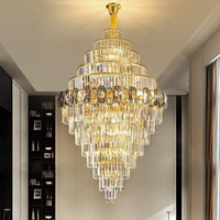 Lustre moderne de luxe en cristal K9, éclairage doré pour villa duplex, hall d'hôtel, escalier, salon, grande suspension artistique