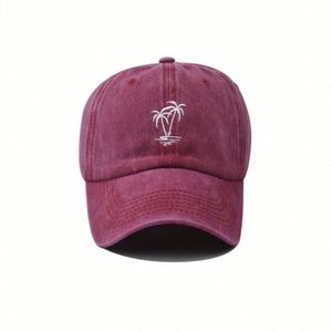 New Custom Coconut Tree Cotton Embroidered Baseball Cap Classic Summer <b>Hat</b> Washed Cotton Sports <b>Hat</b> - Product Image 3