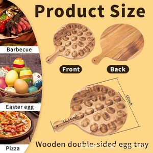 ชั้นวางไข่ไม้พร้อมที่จับ 12 ช่องสำหรับใส่ไข่และเสิร์ฟพิซซ่า - Product Image 4