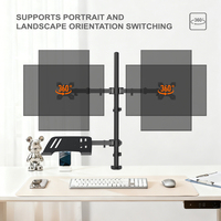 Support pour ordinateur portable Khcoohoo, support de bureau sur pied, support triple moniteur, 8 kg, hauteur réglable, gestion des câbles, acier, plastique, noir, en stock