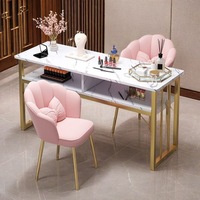 Table de manucure de luxe légère en métal moderne 2025 prix spécial planche de densité Double Table de manucure