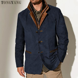 TONGYANG Retro Lapel Men's <strong>Coat</strong> Autumn and Winter Men's Casual Classic Button <strong>Coat</strong> Fashion Slim England <strong>Zipper</strong> Men's <strong>Coat</strong> - Product Image 4