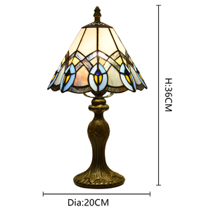 Lámparas <span class=keywords><strong>Tiffany</strong></span> de 8 Pulgadas, Lámparas de <span class=keywords><strong>Mesa</strong></span> de Lujo para Dormitorio, Iluminación de Noche, Decoración, Lámparas de <span class=keywords><strong>Mesa</strong></span> Americanas Retro Nostálgicas Vintage - Product Image 3