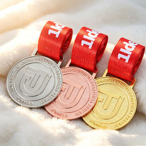 Medalla Conmemorativa de Aleación de Zinc y Latón Fundido a Presión al por Mayor con Logotipo Grabado y Cinta de Satén - Product Image 4