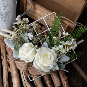 Bouquet de roses artificielles Shizhi, blanc, en maille, à suspendre au mur, décoration de mariage et de maison CF01203 - Product Image 1