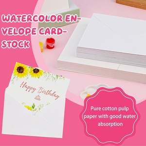 Cartes aquarelles avec enveloppes, 50 ensembles, cartes postales pliables 4x6 pouces, papier de <span class=keywords><strong>carte</strong></span> de vœux 100% coton couleur naturelle 300GSM - Product Image 3