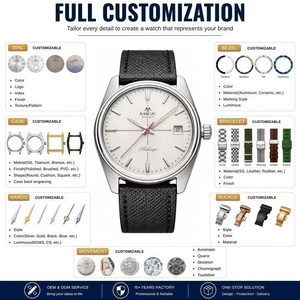 นาฬิกาข้อมือผู้ชายแบบสั่งทำ OEM ขนาด 40 มม. ดีไซน์บางเฉียบ ใช้กลไก Miyota 9015 ระบบไขลานอัตโนมัติ สไตล์คลาสสิก หรูหรา เหมาะสำหรับธุรกิจและงานทางการ - Product Image 2