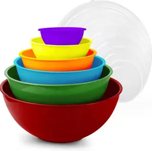 COOK WITH COLOR Mixing Bowls with TPR Lids 12 Piece Plastic Nesting Bowls Set includes 6 Prep Bowls and 6 Lids Microwave Safe