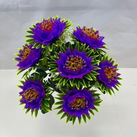 Têtes de bouquet de protées artificielles en soie, fleurs de protées royales, feuilles vertes, pour la décoration de la maison, de mariages et de tombes