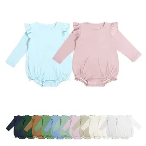 Factory Sales Many Colors Available Baby Girls Romper Kids Garments Long Sleeves Ruffle Bottom Baby Romper