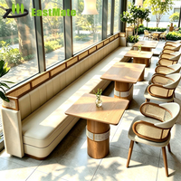 Ensemble de mobilier de restaurant extérieur de luxe durable, tables et chaises de salle à manger modernes style ferme pour hôpital, cadre en bois massif, qualité supérieure
