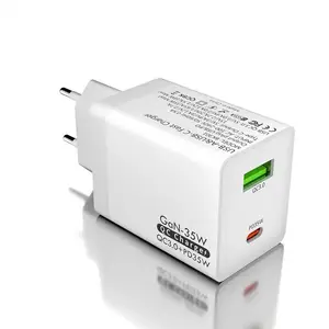 Chargeur rapide 30W USB PD 35W USB PD Type-C GaN Adaptateur avec plusieurs options de prise Prise EU/AU/US/UK pour téléphone portable