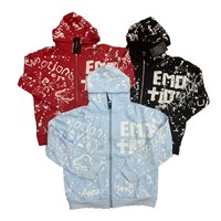 Sweat à capuche unisexe en coton pur avec fermeture éclair, motif lettres style Hip Hop, tendance américaine transfrontalière MIXED EMOTION, collection Printemps