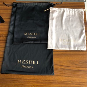 Super Soft <b>White</b> Black Rose Gold Underwear Lingerie Cloth Dust Packaging Pouch Custom Logo Printed Silk Drawstring <b>Bag</b> - Product Image 1