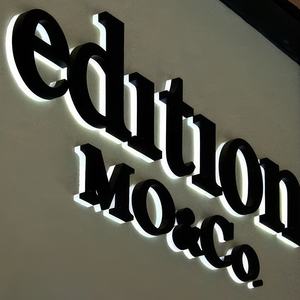 Enseignes électroniques architecturales en acier inoxydable, lettres rétroéclairées Halo, enseigne de logo pour hall d'accueil de bureau, lettres de logo en métal 3D LED - Product Image 3