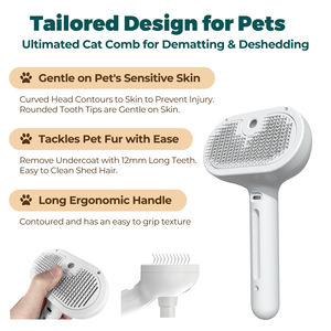 Poils de chien et de chat une clé enlever les poils peigne massage pour animaux de compagnie dissolvant de perte toilettage animal de compagnie auto-nettoyant chat brosse à vapeur avec de l'eau - Product Image 3