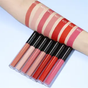 Vloeibare Lippenstift Private Label Veganistisch Deksel Lipgloss 8 Kleur Matte Aangepaste Logo Schoonheid Lippenstift