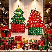 Calendrier de l'Avent en feutre réutilisable ChengNuo YiBai, arbre de Noël, compte à rebours de 24 jours, décoration murale en tissu de Noël, ornements détachables