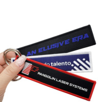 Vente en gros de logo personnalisé brodé Jet Tag Flight Textile Woven Fabric Longe Broderie Keytag Bagages Porte-clés