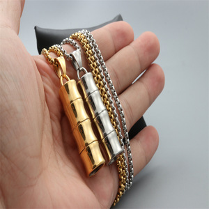 Collar con Colgante en Forma de Bambú, Acero Inoxidable, Unisex, Regalo, Joyería de Moda, Cadena de 60 cm - Product Image 4