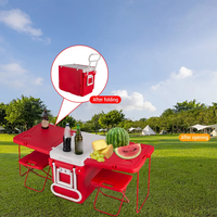 Glacière isolée à la glace avec poignée Table et roues Chaise Table Camping Coffre Glacière Multifonctionnel Portable Extérieur Nourriture