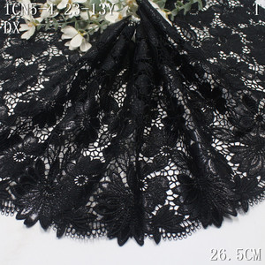 Pizzo Ricamato Personalizzato 26cm in <span class=keywords><strong>Pelle</strong></span> PU, Pizzo Floreale alla Moda, Pizzo Guipure Nero Pesante in Poliestere Ricamato per Abiti e Tessuti - Product Image 6