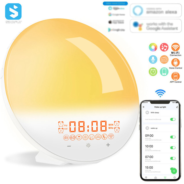Baby Sleep Sound Machine Wifi Smart App Control Sunrise Alarm Clock Soothing Sounds White Noise Machine with Night Light