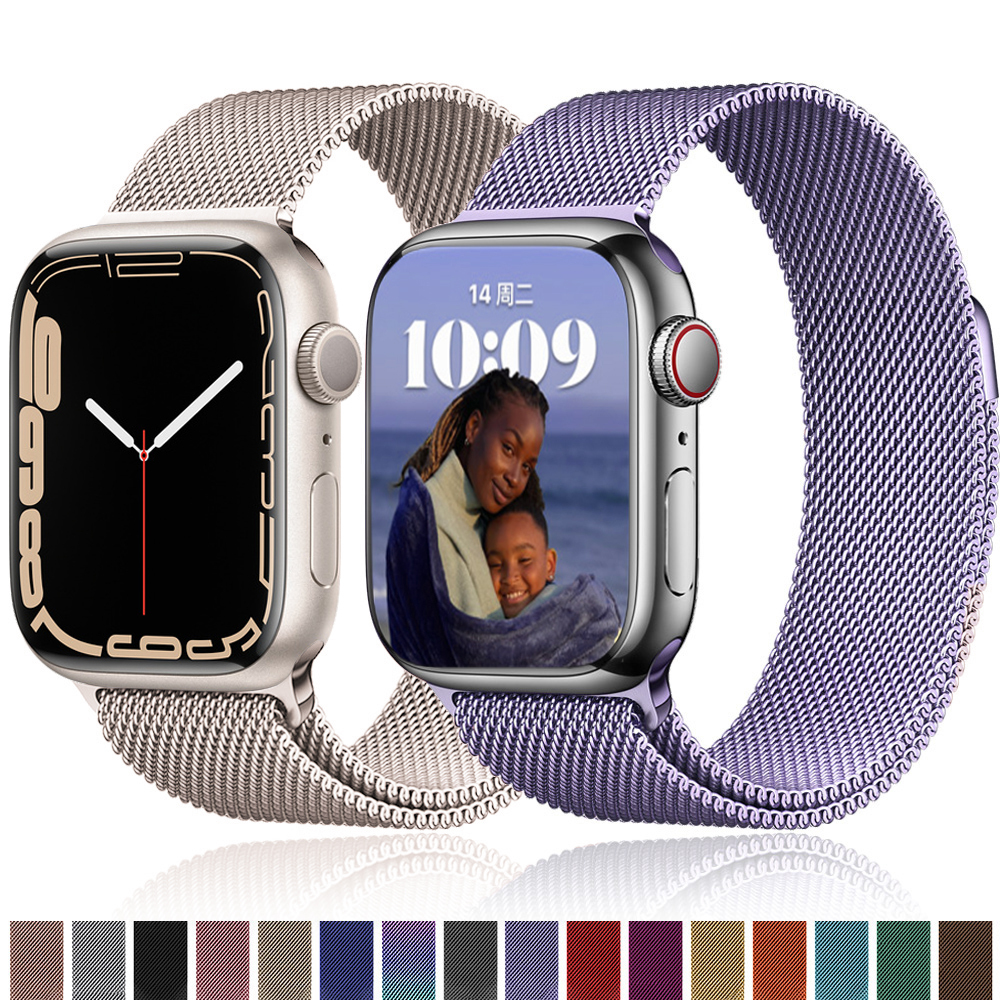 Ремешок из нержавеющей стали для Apple Watch 1 2 3 4 5 6 7 se, оригинальный магнитный металлический браслет «Миланская петля», 40 мм 42 мм 44 мм