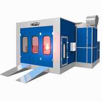 Cabine de peinture RuiBo pour voitures, avec garniture blanche et bleue, portes doubles, grille de filtration de plafond, aérateurs de sol à persiennes, pour studio