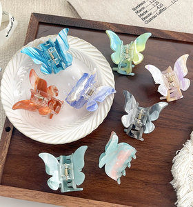 YJL elegante Dreamy Gradient Color mariposa forma acrílico garra Clip exquisito tamaño pequeño niñas pinza de pelo dulce moda Clip - Product Image 1