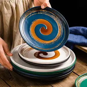 Ceramic Dinnerware Flat Matte Glaze 8 Inch Plate Sets