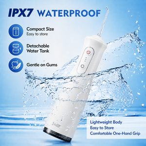 Offre Spéciale – <span class=keywords><strong>Hydropulseur</strong></span> de Voyage Pliable IPX7 Sans Fil avec 3 Niveaux de Pression et 4 Embouts de Jet – Nettoyeur <span class=keywords><strong>Dentaire</strong></span> à Eau - Product Image 1