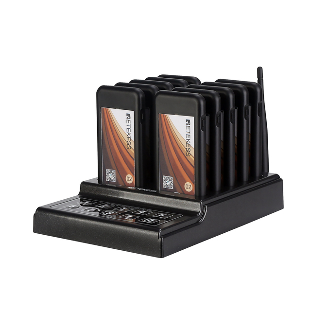 Wireless Guest Queue Management System With 1 Transmitter 10 Pagers for Restaurant Clinic Church Cafe Retekess TD174