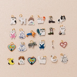 สัตว์ประหลาดแสนน่าทึ่ง |   จี้เคลือบทอง 18K ทำจากทองเหลืองเคลือบเงาสำหรับทำเครื่องประดับ |   จี้รูปแมว ลายม้าลาย และสุนัข วาดด้วยมือ - Product Image 2