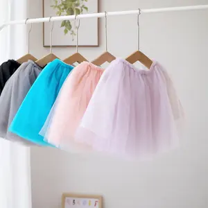 Фиолетовая балетная юбка-пачка для девочек, однотонная детская юбка-пачка принцессы с оборками, хлопковая подкладка, фатиновая юбка для маленьких девочек