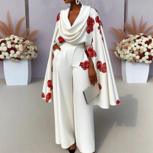 女式新款印花叠领长袖上衣长裤休闲2件套Sehe时尚 - Product Image 4