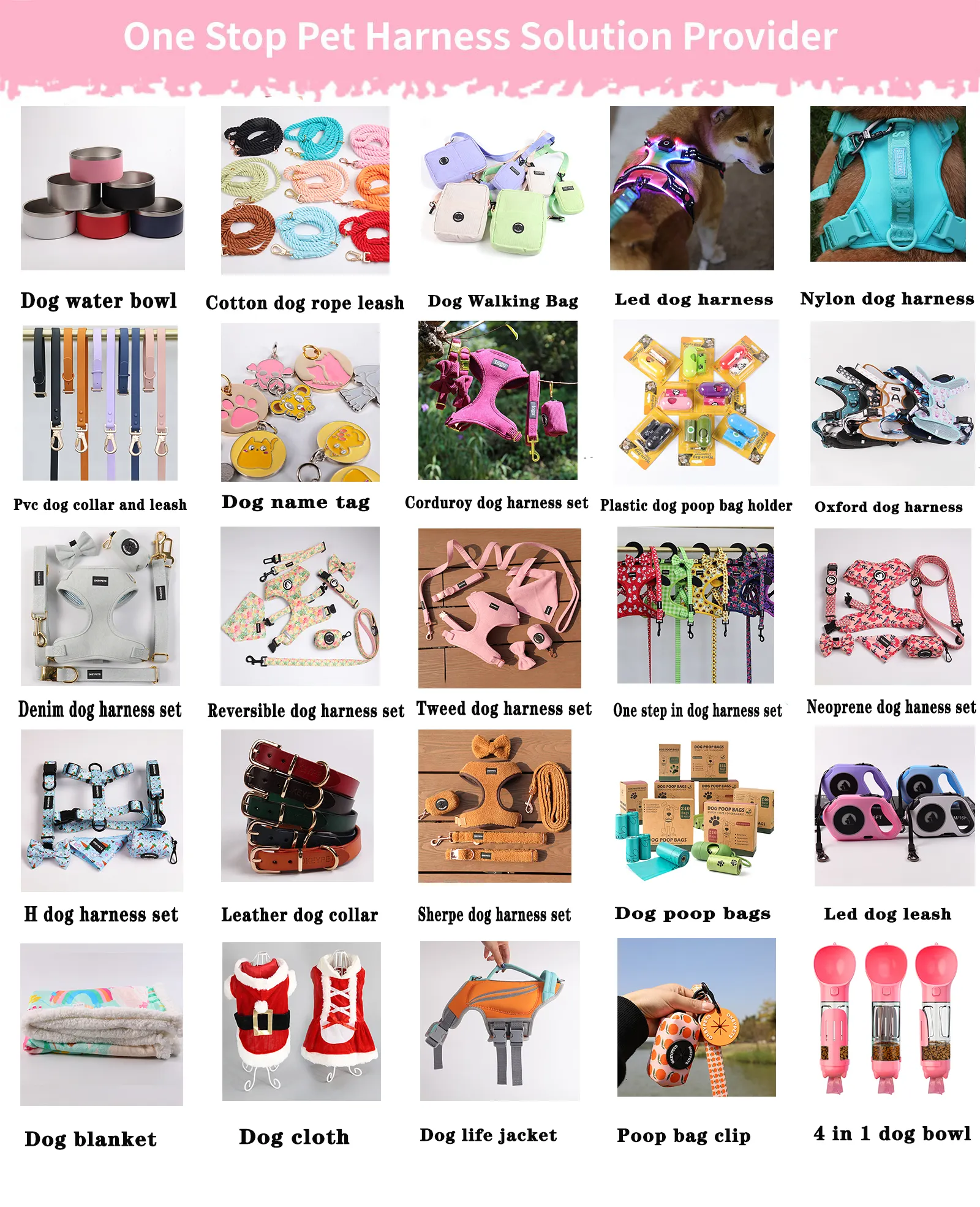 No Pull Custom Dog Cat Harness Set per animali domestici, imbracatura per cani di design di lusso regolabile a buon mercato Logo Oem personalizzato forniture per animali domestici