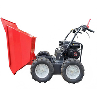Landwirtschaftliche 300KG Tragfähigkeit 6,5PS Benzinbetriebene Schubkarre Mini-Dumper Kleiner Transporter 4x4-Radantrieb Minidumper