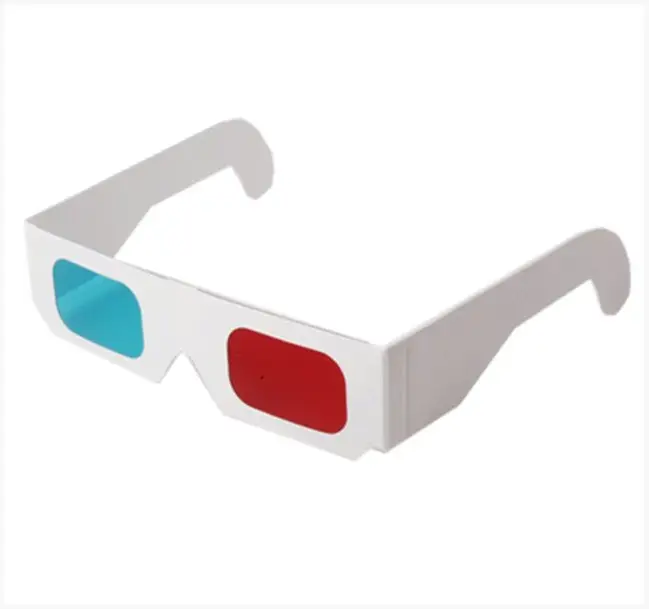 Vente en gros, lunettes 3D en papier rouge et bleu, personnalisées, Promotion sur mesure, réalité virtuelle avec monture blanche unie