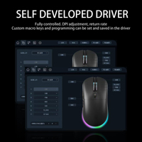 Souris de jeu sans fil rechargeable RGB tri-mode de haute qualité avec suivi laser et design ergonomique