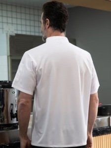 Vêtements de travail pour chef d'hôtel, manches courtes, unisexe, polyester/coton, vestes de chef pour hommes et femmes, uniformes de pâtisserie pour restaurant occidental - Product Image 2