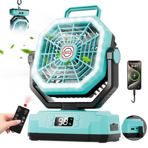Ventilateur oscillant numérique 20000 mAh avec lumière, portable, rechargeable Type-C, pour camping extérieur, ventilateur suspendu avec lampe LED pour la vente en gros - Product Image 1