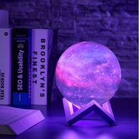 Lampe de nuit TAIKOO Moon Lamp Galaxy pour enfants 16 couleurs LED impression 3D avec télécommande/tactile/support/lumière rechargeable USB