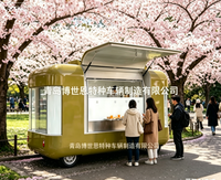 Remorque alimentaire mobile en aluminium non motorisée avec cuisine complète, chariot de vente ambulant commercial à 4 roues pour la restauration rapide