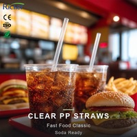 Pailles droites jetables en plastique PP transparentes blanches de 8 pouces pour chaînes de restaurants de restauration rapide, boissons gazeuses, vente en gros